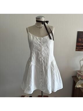Princess Polly white button linen like dress [COPY]